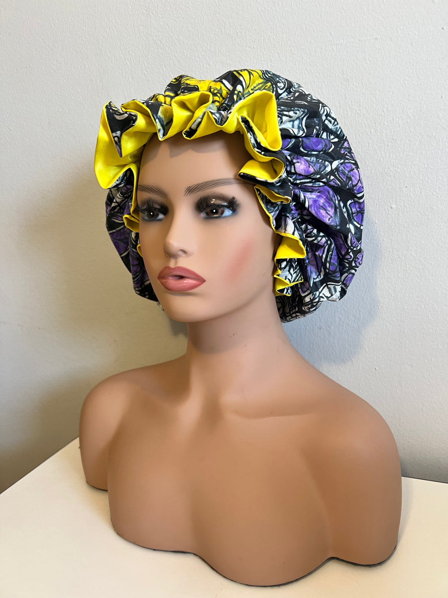 Tie Dye print Satin lined bonnet KALLISTYLES