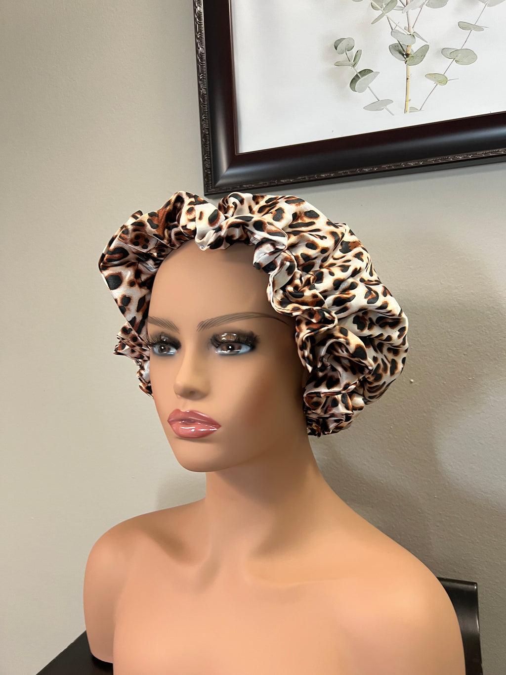 Leopard print Reversible satin hair bonnet