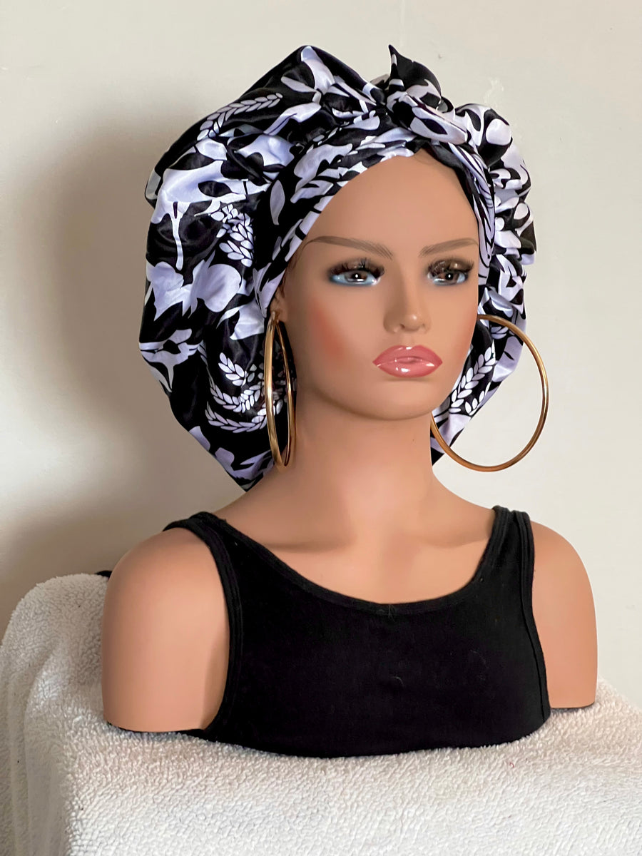 Reversible Two tone satin bonnets for women – KALLISTYLES