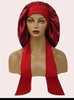 Large reversible satin bonnets with long wrap