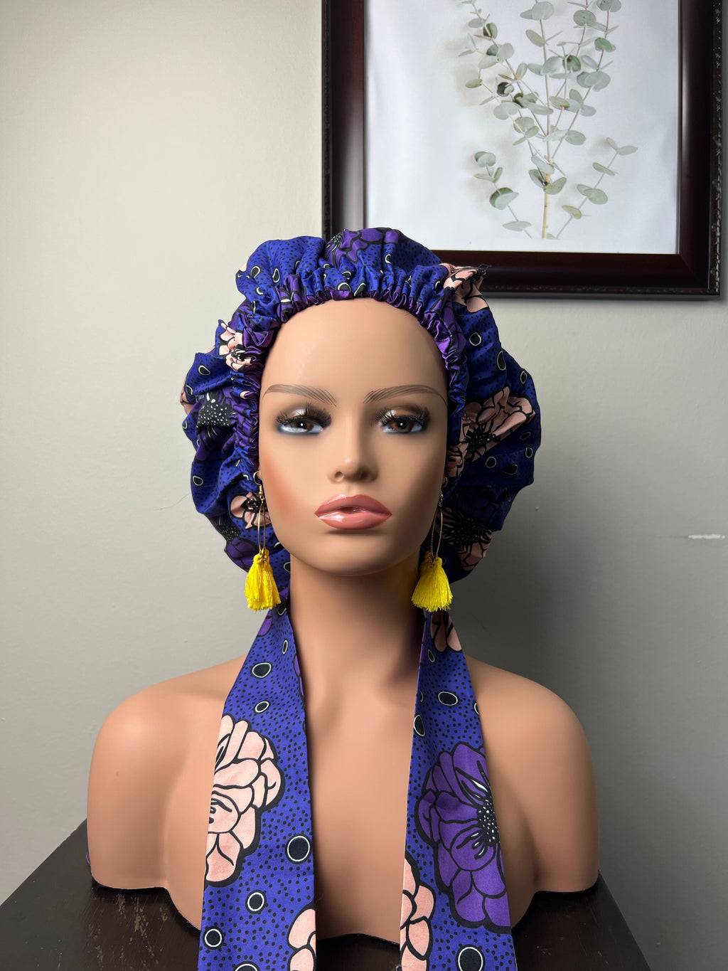 “Lauren” Satin lined head wrap with long Wrap