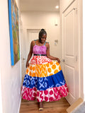 Adire summer maxi dress