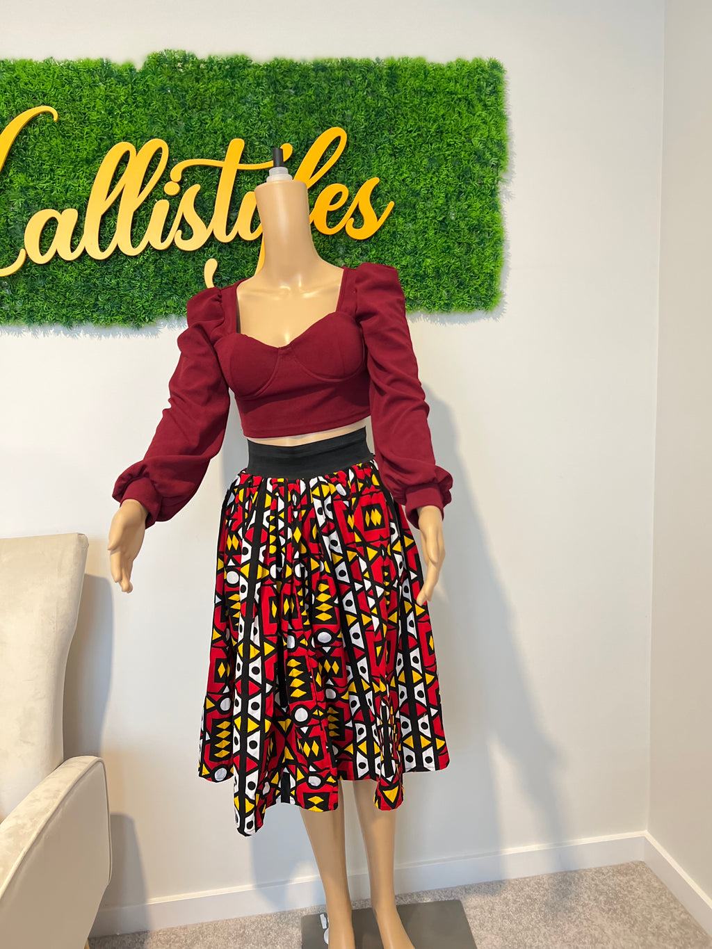 Ajike African print short maxi skirt