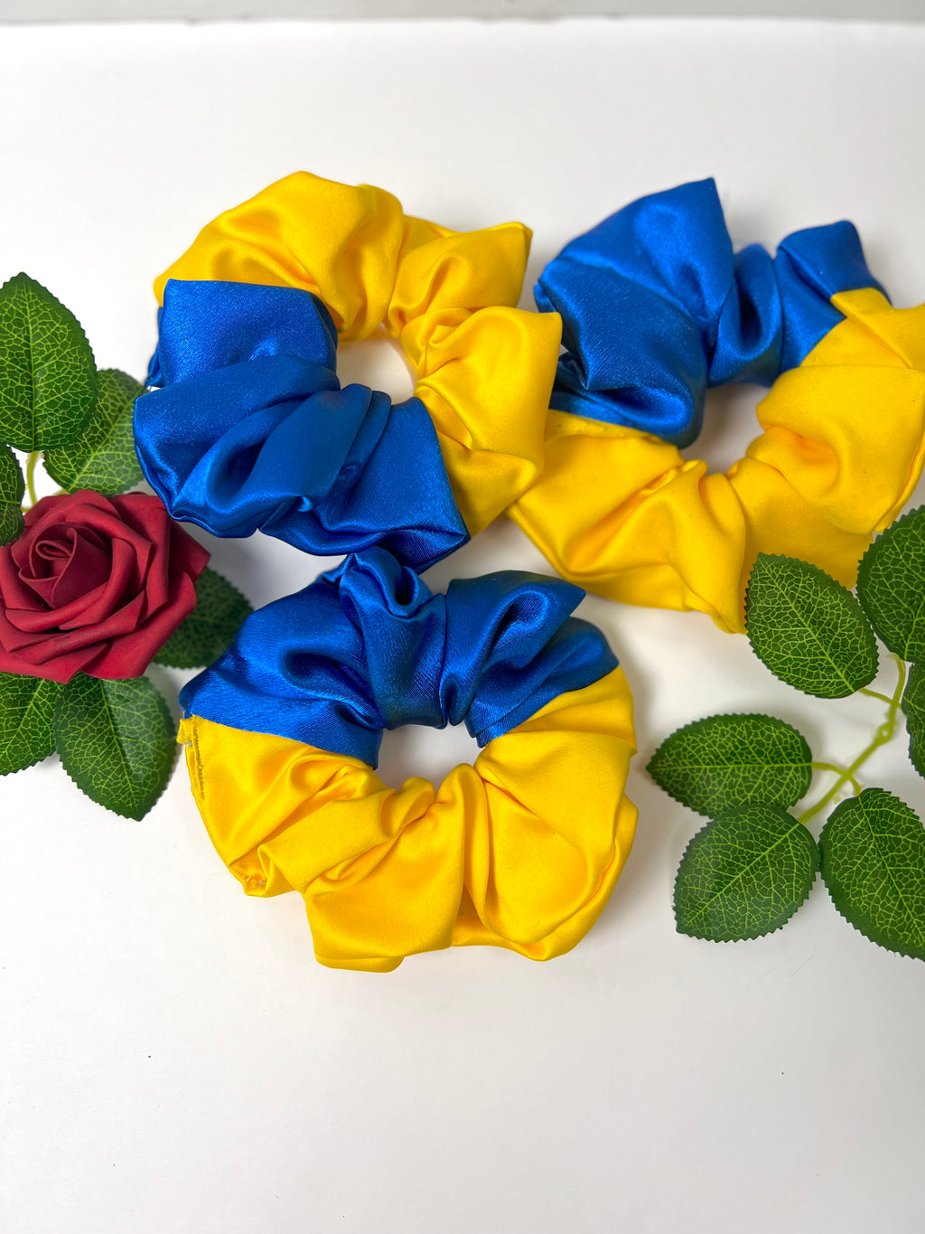 Blue-Yellow Oversized Scrunchies