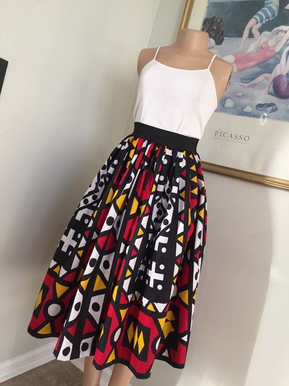 Ajike African print short maxi skirt