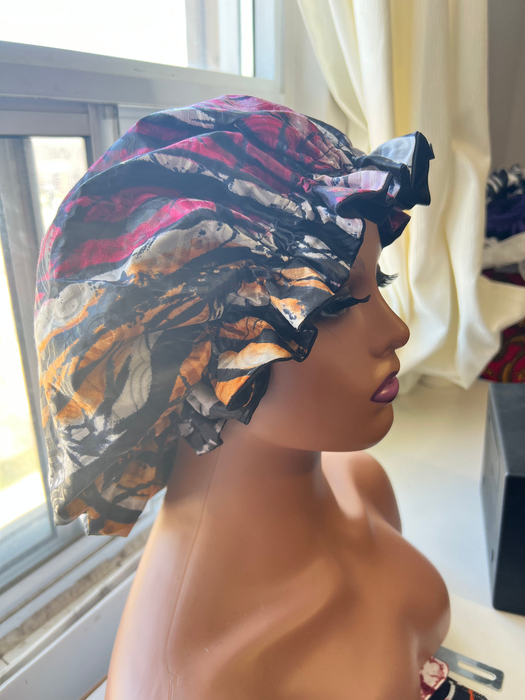 Tie-Dye print Satin lined bonnet