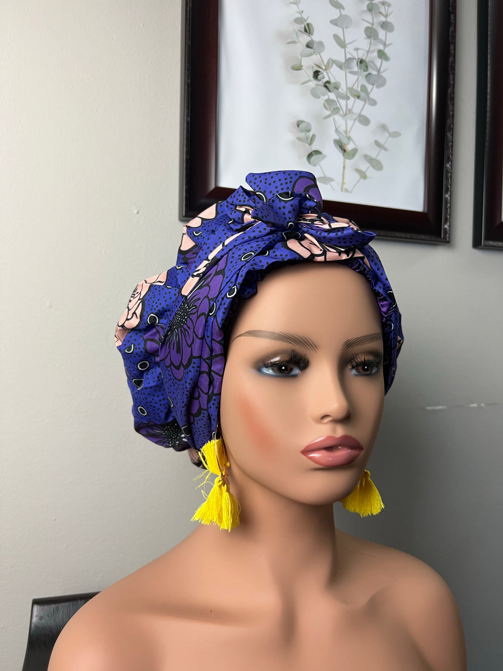 “Lauren” Satin lined head wrap with long Wrap