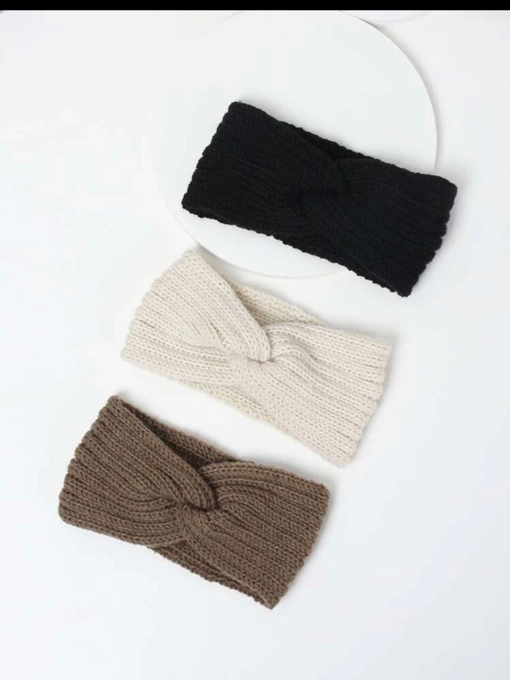 Set of THREE Winter hand knit head warmer for women.