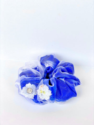 Double layered embellished scrunchies