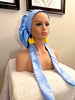Large reversible satin bonnets with long wrap
