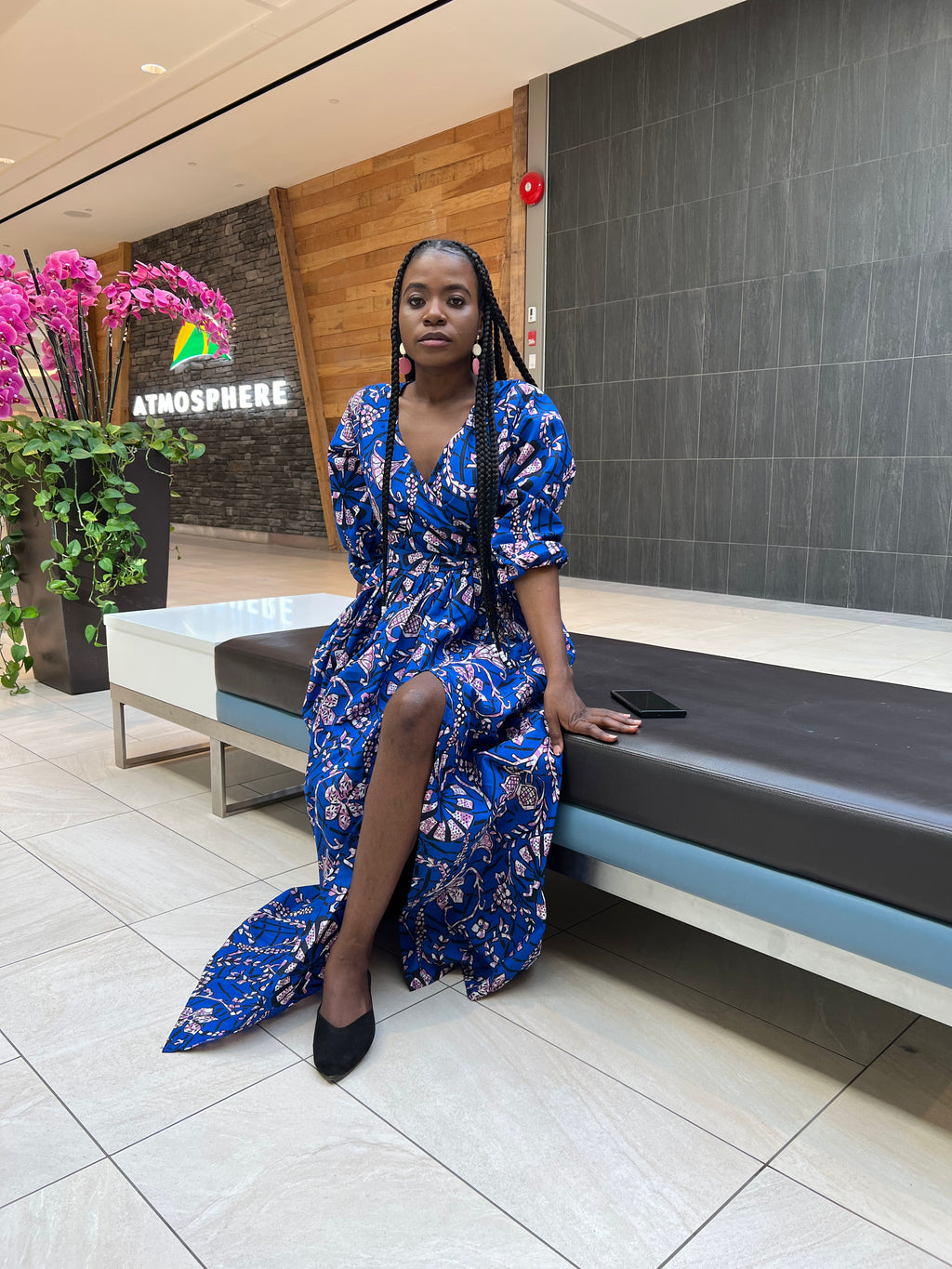 Printed maxi 2025 dress with sleeves