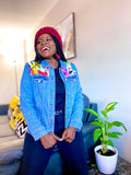 Female African Art print Denim Jacket.