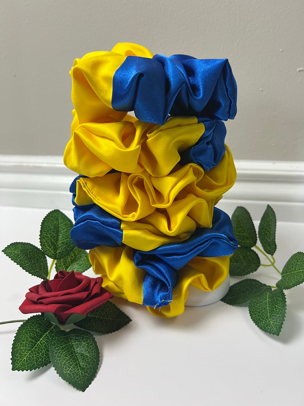 Blue-Yellow Oversized Scrunchies